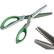 JISTL Green Pinking Shears Comfort Grips Professional Dressmaking Pinking Shears Crafts Zig Zag Cut Scissors Sewing Scissors,Professional Handheld Dressmaking
