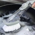thumbnail image 2 of Kitchen Cleaning Brush Sponge Automatic Liquid Dispenser Long Handle Dishwashing Sponge Cleaner Household Cleaning Tools, 2 of 5
