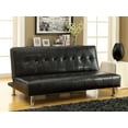 thumbnail image 4 of Bastina Faux Leather Tufted Convertible Futon Sofa, Black, 4 of 5