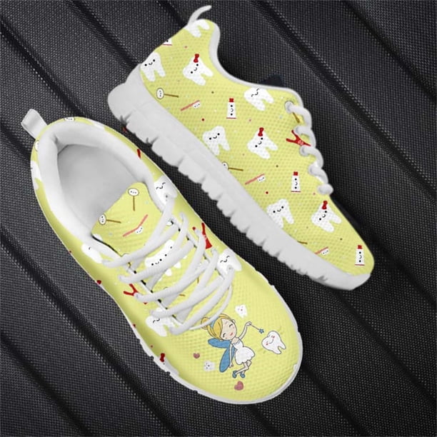 Zapatillas de deporte con estampado de hadas y dentista divertido para mujer, zapatos planos con cordones a la moda, zapatos de malla transpirables de otoño, zapatos casuales para estudiantes para muj