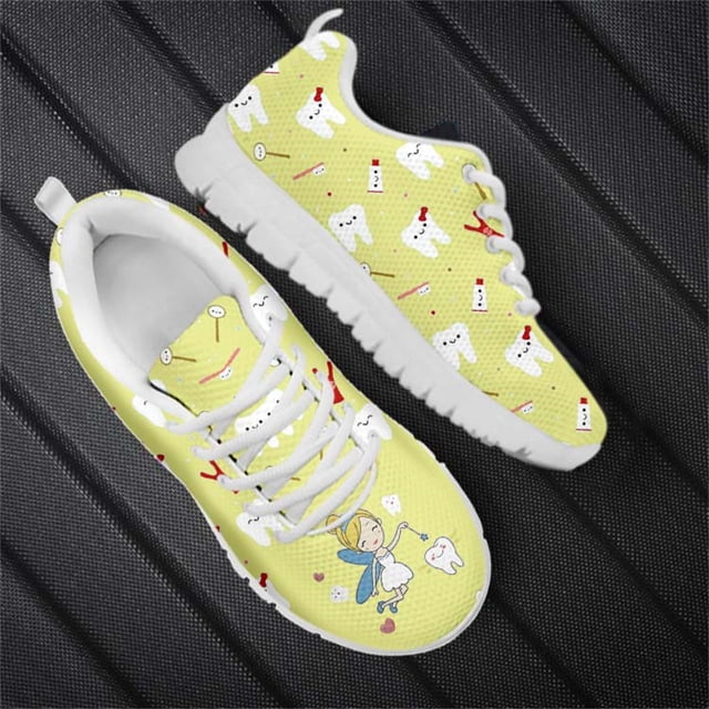 Zapatillas de deporte con estampado de hadas y dentista divertido para mujer, zapatos planos con cordones a la moda, zapatos de malla transpirables de otoño, zapatos casuales para estudiantes para muj