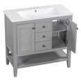 36” Bathroom Vanity with Ceramic Basin Two and Drawers Open