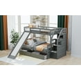 thumbnail image 4 of Twin over Full Bunk Bed with Drawers,Storage and Slide, Multifunction, Gray, 4 of 11