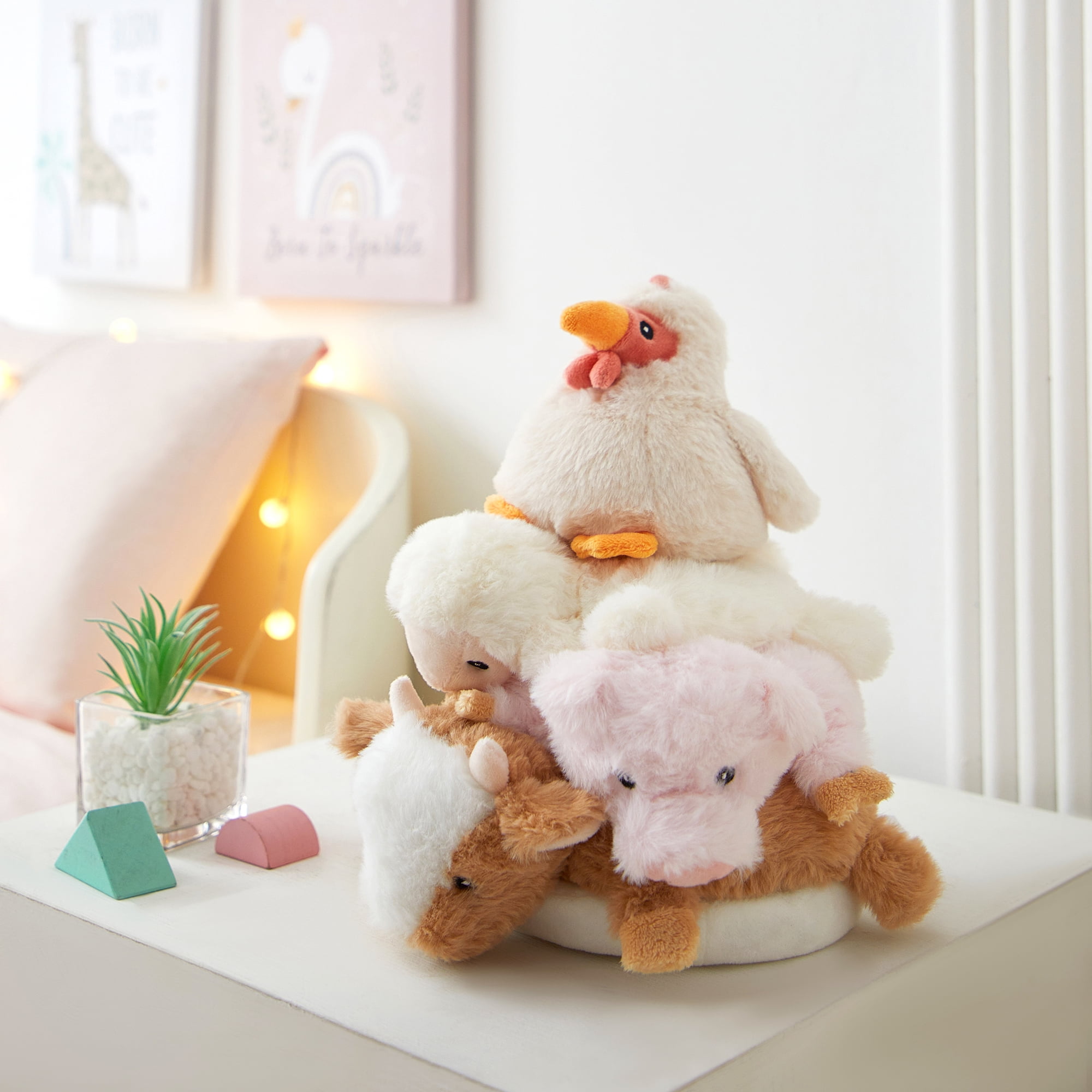 Heritage Baby 5-PC Stackable Plush Baby Farm Animals Rattle Set