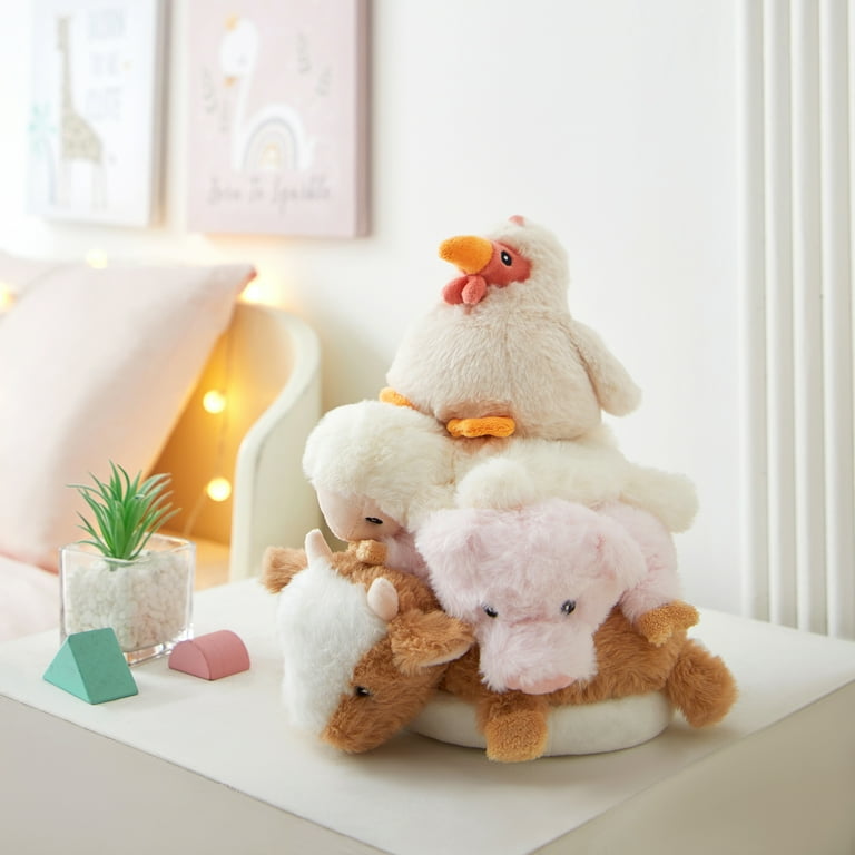 Heritage Baby 5-PC Stackable Plush Baby Farm Animals Rattle Set