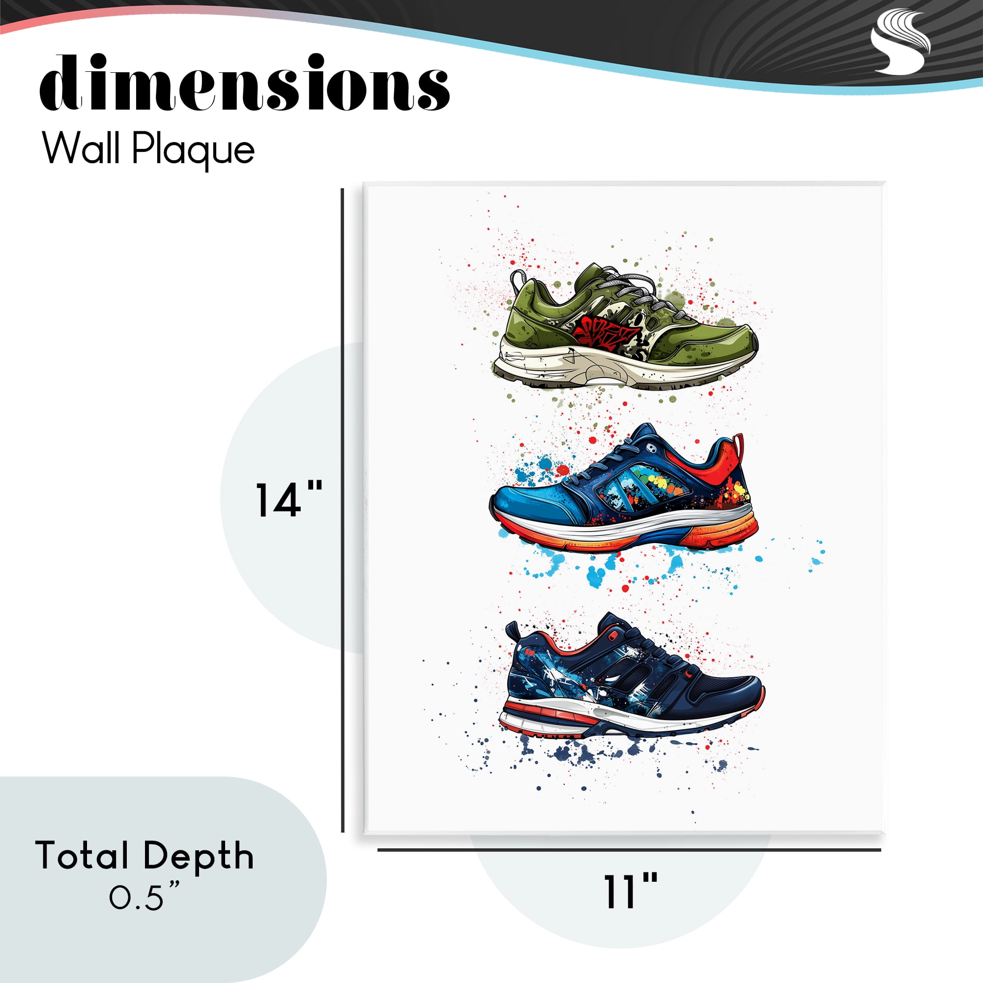 Modern Spray Sneakers Wall Plaque Art, design by Christine Simpson Art