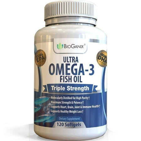 Omega 3 Fish Oil Supplement | Non-GMO, Made in The USA | EPA 800 + DHA 600 + Vitamin E | Pharmaceutical Grade Natural Fatty Acids | Deep Blue Ocean Fish | Liquid Fish Oil Capsules | 120 Caps 2000