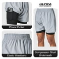 thumbnail image 2 of Ultra Performance Men's Athletic 2 in 1 Compression Shorts 2 Pack Mens Gym Workout Running Shorts Training Short for Men, 5 Inch Inseam, 2 of 7