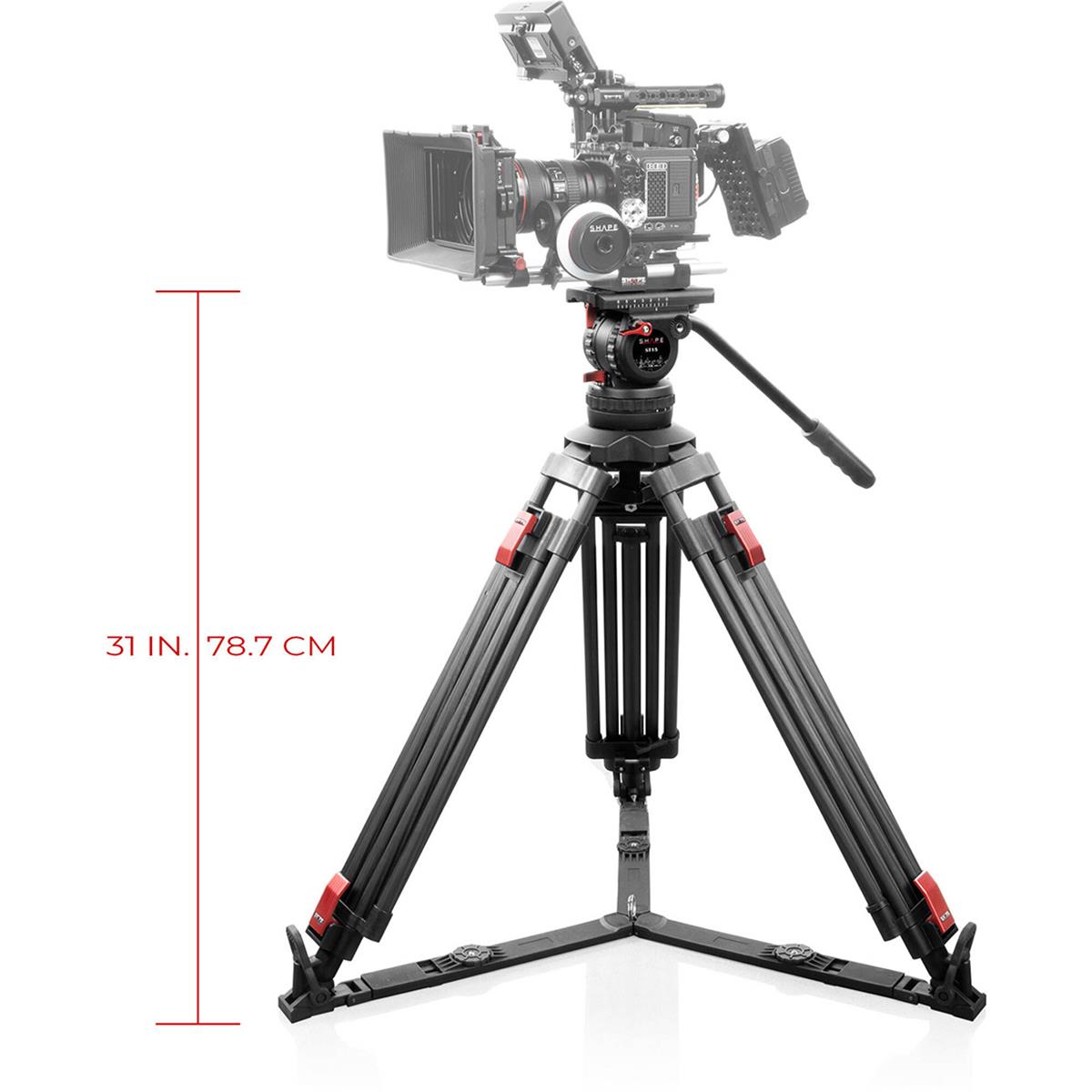 Shape Pro Video 3-Section Carbon Fiber Tripod with Fluid Head, 33 lbs