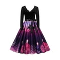 thumbnail image 1 of Vestido vintage de mujer de manga larga con escote en V para Navidad de los años 50, para fiestas de noche, bailes de casa, playa, de invierno, festivo, de verano, para mujer, tallas, 1 of 5