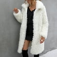 thumbnail image 4 of Winter Warm Coats for Women, Ladies Lapel Solid Color Lamb Hair Keep Long Jacket Coat, Gifts for Women White L, 4 of 8