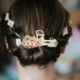 thumbnail image 4 of French Barrette Hair Clips Retro Hair Claw Clip Pipa Shape Vintage Alloy Hair Jaw Clips Hairpin Hair Updo Grip Hair Jaw Clamp Hair Catch Barrette for Women Girls (Golden) Pearl Headpiece, 4 of 7