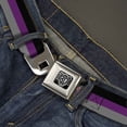 thumbnail image 2 of Buckle-Down Belt, Seatbelt Buckle Belt, Stripes Black Purple Gray, 34 to 52 Inches, 2 of 7
