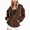 R138-Brown, variant on Womens Casual Zip Up Hoodie Cotton Blend Soft Fabric Basic Layering Hooded Jacket with Kangaroo Pocket(Blue,S)