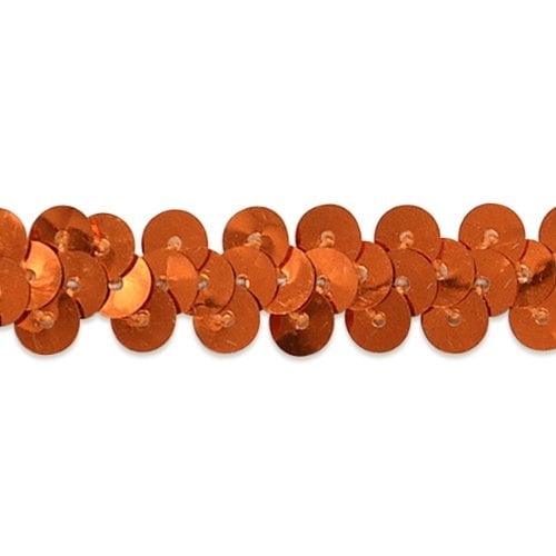 (Orange) - Expo International 20-Yard of 1-Row Metallic Stretch Sequin Trim, 1cm , Orange