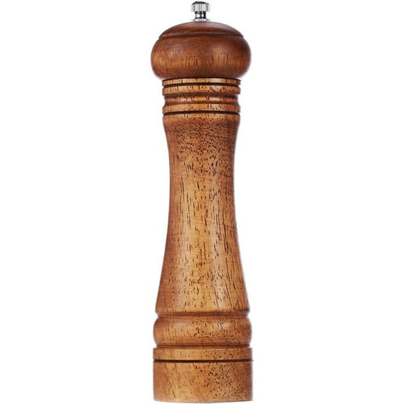 Wood Pepper Grinder Pepper Mill,Adjustable Coarseness 8 Inch Wooden Peppermill, Retro Style Ceramic Grinding Mechanism Refillable (1 Pack)