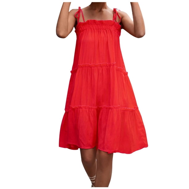 Vestido de tirantes de verano para mujer Vestido casual sólido sin mangas Fridja hj2130