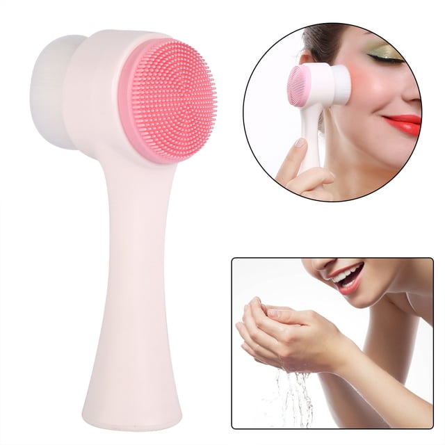 Cepillo De Limpieza De La Cara, 4.9 × 2.2in Doble Exfoliante Cepillo Fuera De La Cara Manijería Larga Y Diseño De Pie Conferentes En La Limpieza