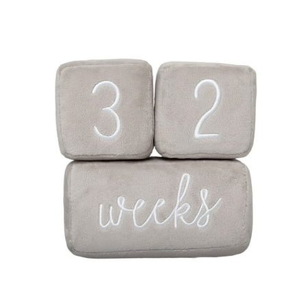 UPC: 0698904870692 | Pearhead Plush Photo Sharing Milestone Age Blocks  Set of 3  Gray