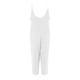 thumbnail image 3 of Gibobby Monos Holgados Mono sin mangas con cuello en V para mujer, informal, liso, de verano, con pierna ancha, pantalones con pechera, mono con botones y bolsillos con botone(Blanco， XXL), 3 of 5