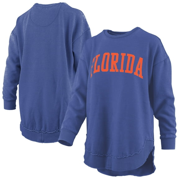 Women's Pressbox  Royal Florida Gators Melange Poncho Vintage Fleece Long Sleeve Pullover Sweatshirt