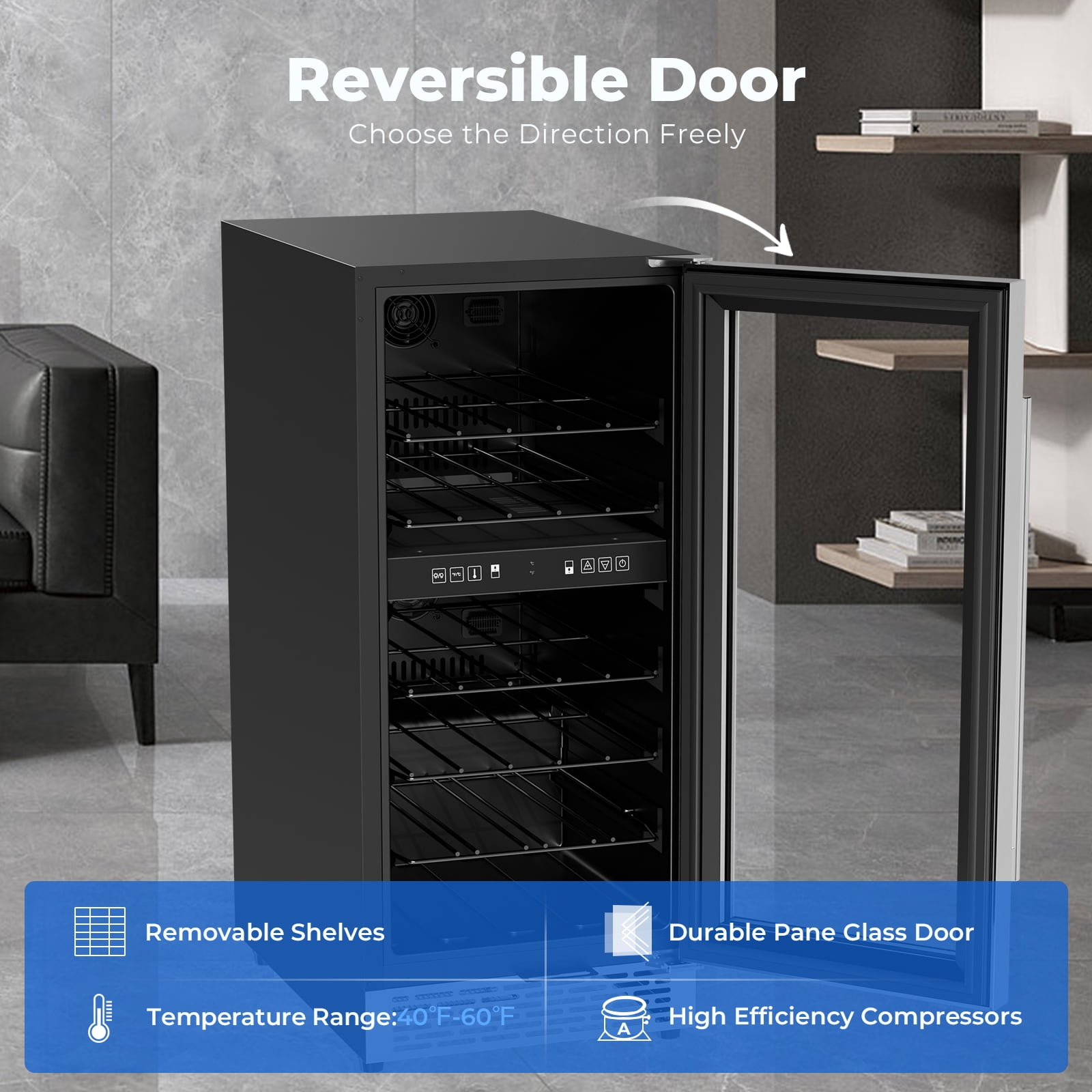 WAA 3.1 Cu.Ft. 1-Door Stainless Steel Glass Door Beverage Refrigerator