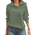 thumbnail image 1 of Sudadera con Cremallera para Mujer, Cuello Alto, Larga, Informal, Holgada, Tops Verde M, 1 of 7