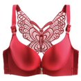 thumbnail image 1 of JUNWELL Women‘s Sexy Plus Size Wire Free Bra Solid ColorPush Up Front Close Butterfly Backless Breathable Lingerie, 1 of 5