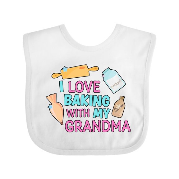 Inktastic I Love Baking with My Grandma Girls Baby Bib