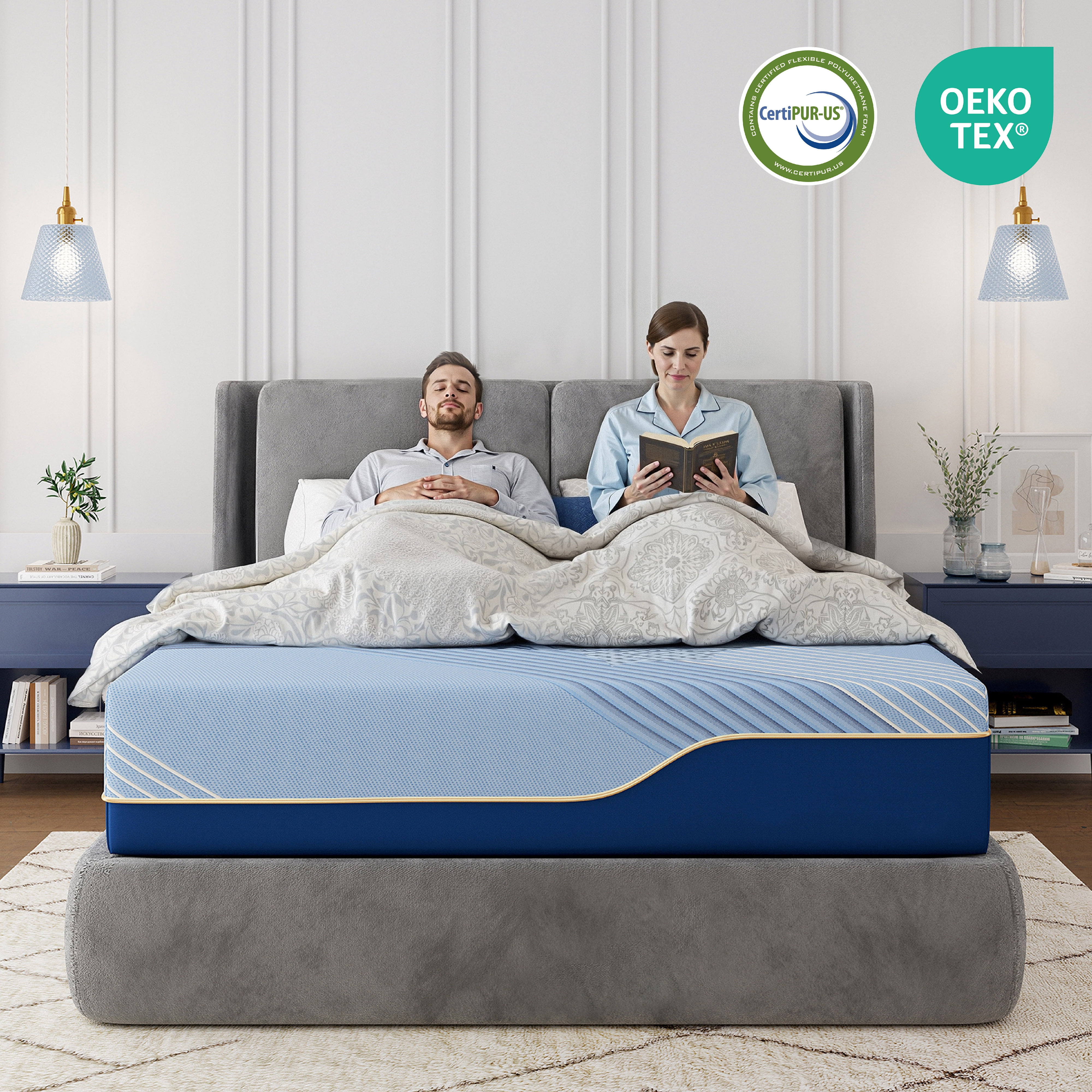 Arctus 12" Copper Gel Memory Foam Mattress, Full Size, Springless, Medium Firm, in a box