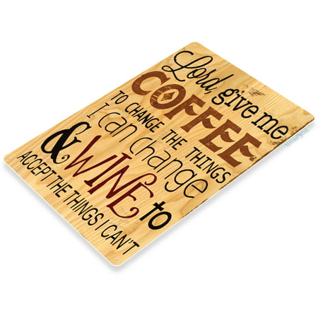 TIN SIGN Coffee & Wine Rustic Sign Store Cottage Shop Kitchen Bar Café (Best Coffee Shop Signs)
