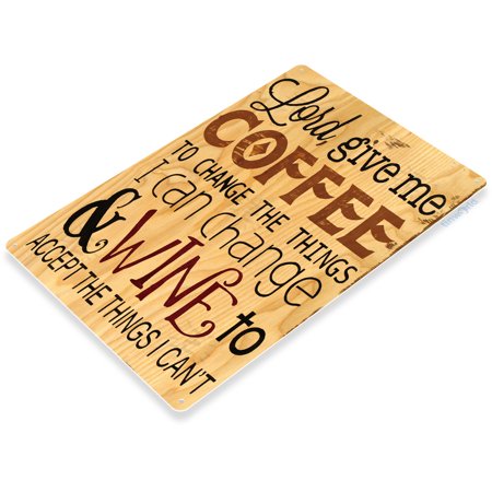 TIN SIGN Coffee & Wine Rustic Sign Store Cottage Shop Kitchen Bar Café