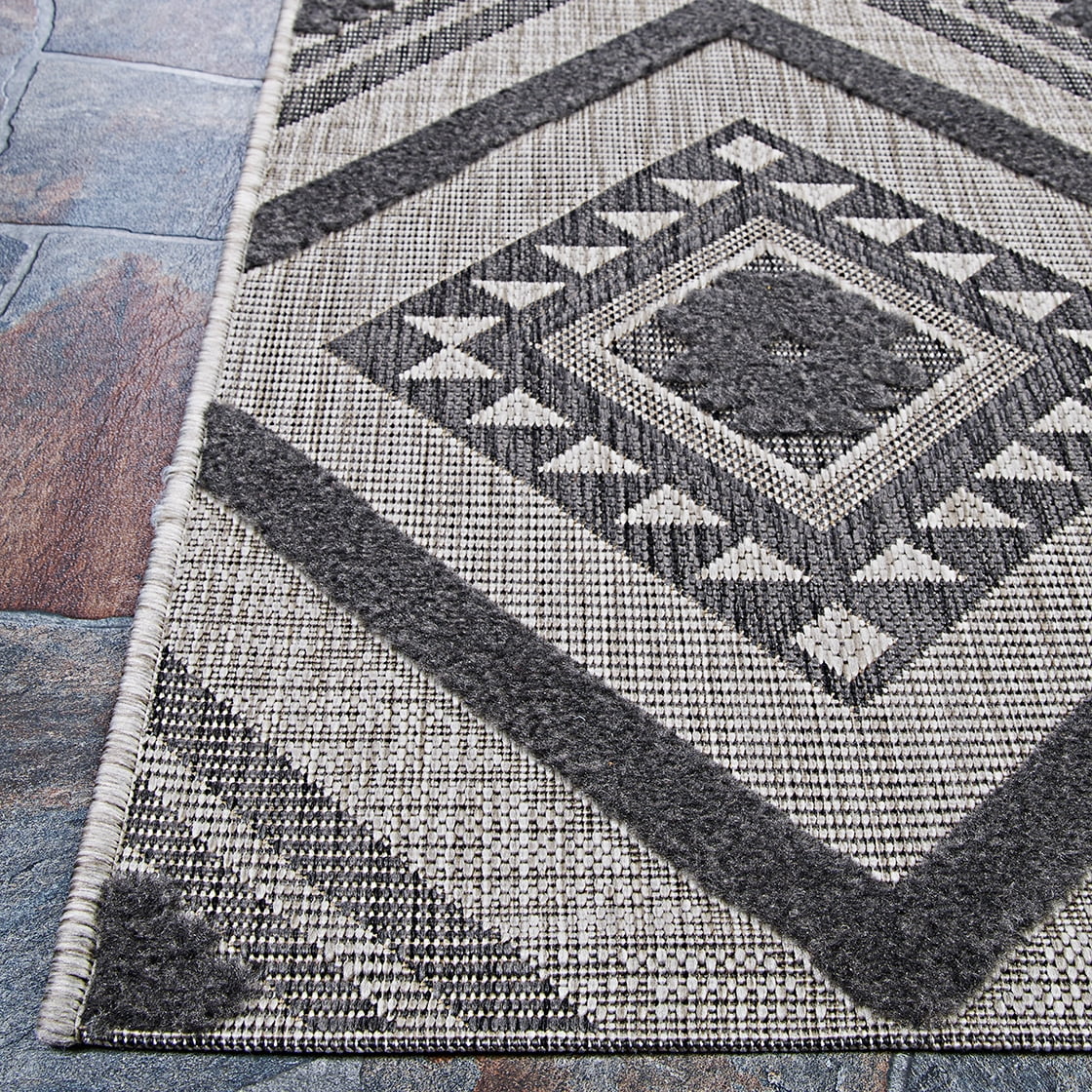 Couristan Veranda Boho Light Grey-Anthracite Indoor/Outdoor Runner Rug