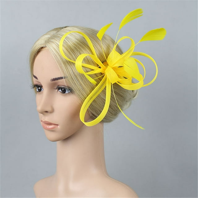Fascinators Hat Flower Mesh Ribbons Feathers on a Headband Tea Party Headwear