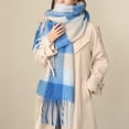 thumbnail image 3 of Bufandas gruesas de invierno para mujer, para clima frío, cálido, de punto grueso, a cuadros, de gran tamaño, 3 of 3