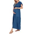thumbnail image 2 of GXFC Women Maternity Dress Summer Short Sleeve Swing Dress A-line Maxi Dress for Pregnancy, 2 of 7