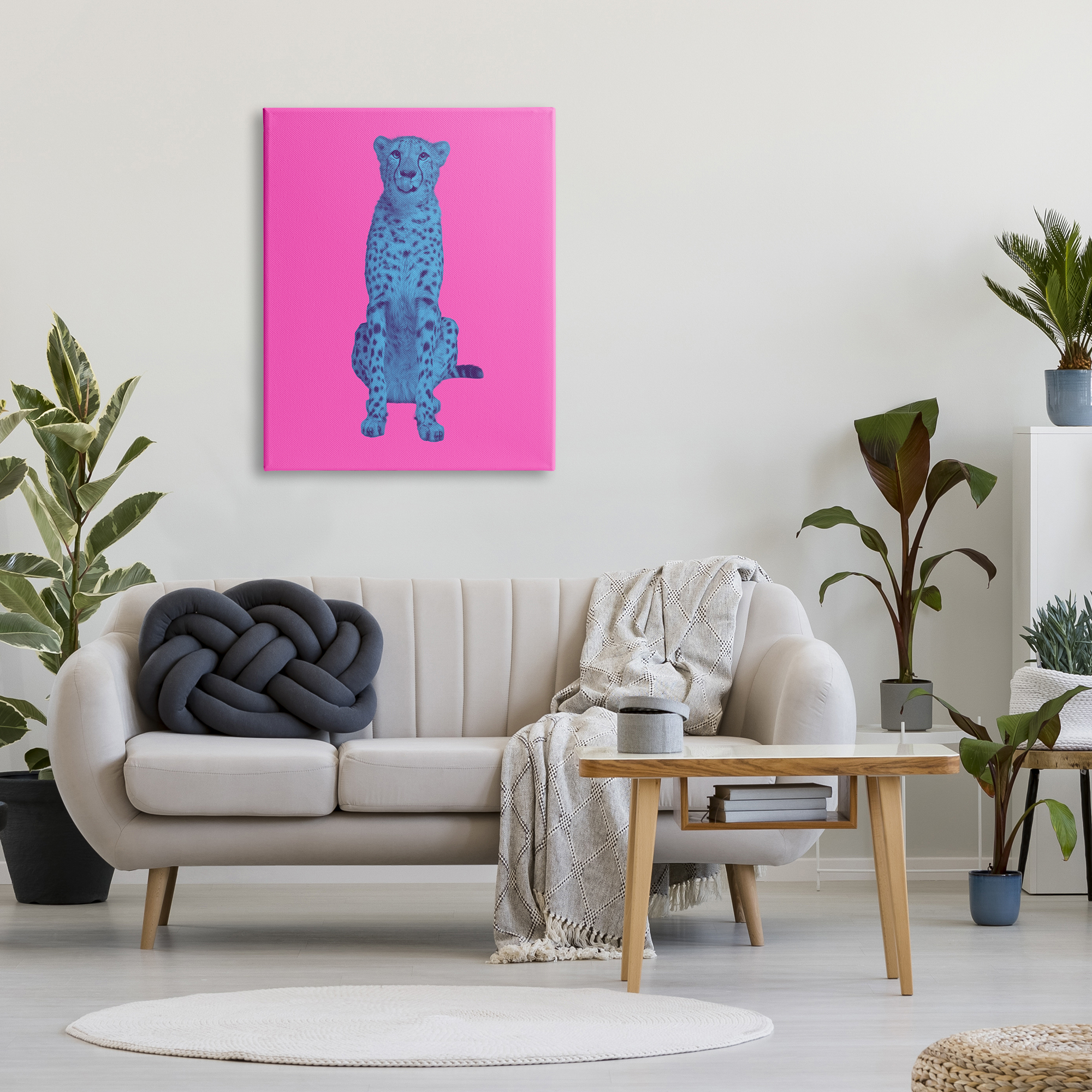 Stupell Industries Bold Leopard on Pink Animals & Insects Painting Gallery Wrapped Canvas Art Print Wall Art, 30 x 40