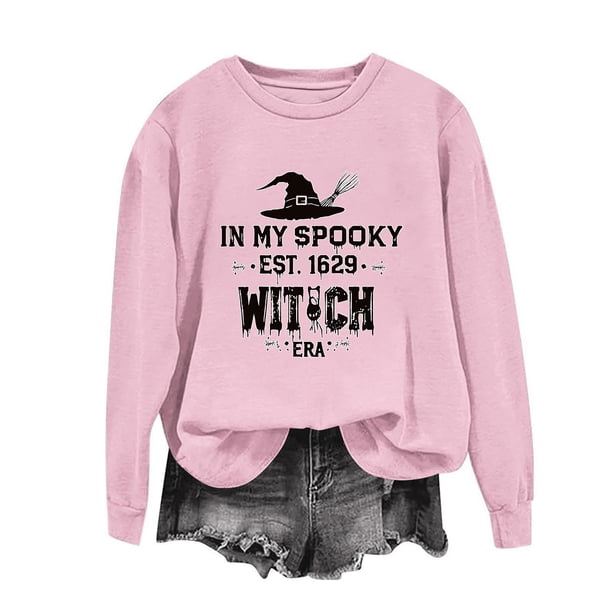Heisall Womens Hoodies Halloween Print Long Sleeve Loose Casual Crew Neck Sweatshirts 2025 New Arrival Fashion Style
