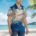 thumbnail image 3 of Honeii White Jellyfish Dansing in the Ocean Print Men’s Hawaiian Shirt,Classic Button-Down Short Sleeve Shirt, for Beach, Vacation, and Outdoor Activities,X-Large, 3 of 7
