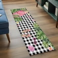 thumbnail image 4 of Summer Ocean Pink Surfboard Washable Runner Rugs 2'x6', Beach Slippers Flower Palm Leaf Black Plaid Low Pile Throw Entryway Rug Non-Slip Sturdy Edge Binding Carpet for Indoor Bedside Entrance Bedside, 4 of 9