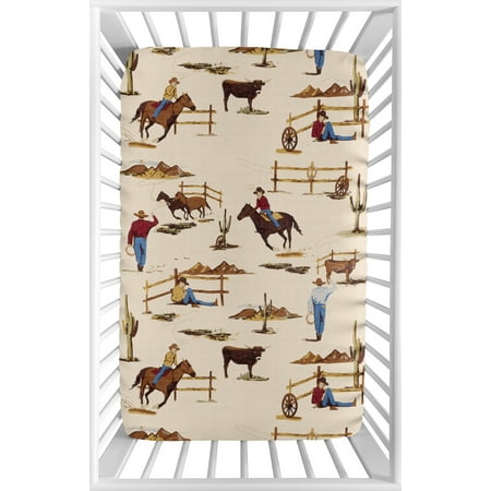 UPC: 0846480057284 | Wild West Cowboy Mini Fitted Crib Sheet by Sweet Jojo Designs