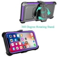 thumbnail image 2 of iPhone X Case, Mignova Belt Swivel Clip Full Body Protective Rugged Plastic Heavy Duty Armor Holster Defender Hybrid Case Cover with Kickstand for Apple iPhone X (Purple), 2 of 5