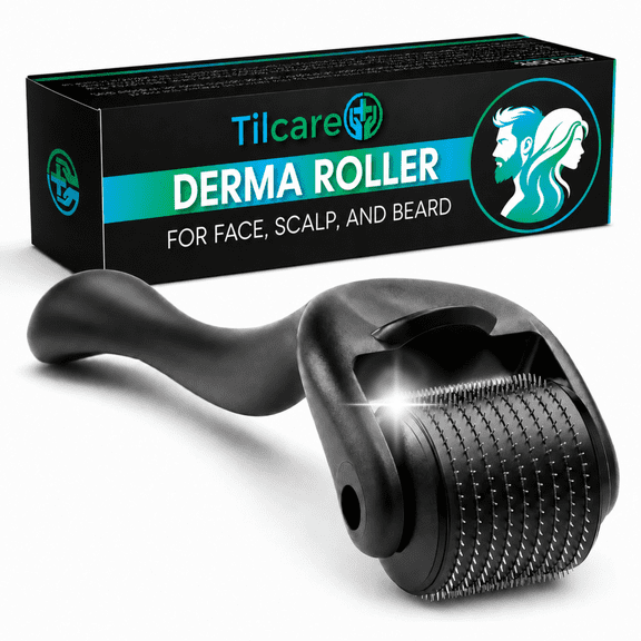 Tilcare Beard and Hair Derma Roller (1Pack) - 1200 Grade A Titanium Microneedles Titanium Derma Roller 0.25mm