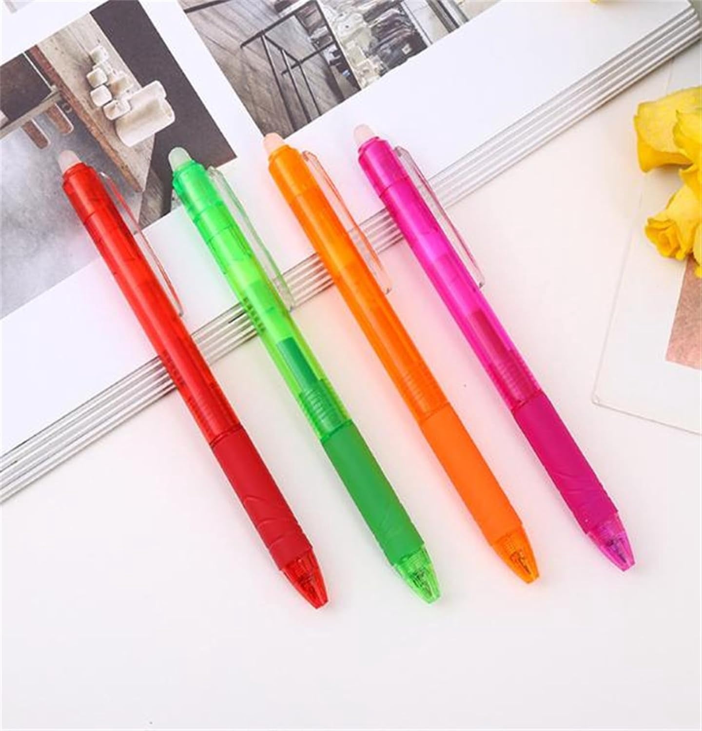 Multi Color Erasable Gel Pens, 12 Pack 0.7mm Retractable Fine Point, Smooth Writing Comfort Grip, Built-in Eraser Make Mistakes Disappear for Note Taking Journaling Drawing
