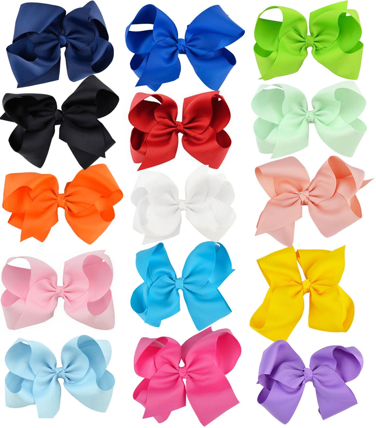 6 Big Bows Hair Clips Cute Lovely Ribbon Bow Clip Hair Bow Set Multicolor Hair Accessories For