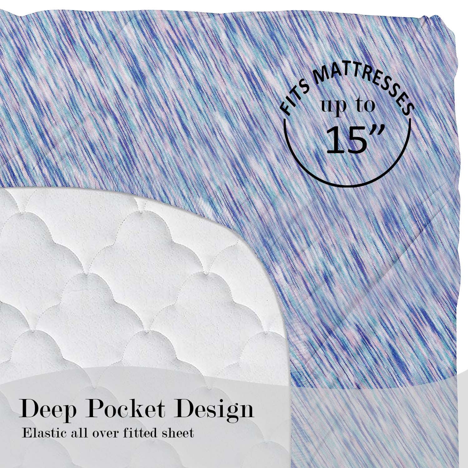 Mainstays 100% Cotton Extra Soft Jersey Bed Sheet Set, Queen, Purple Crackle, 4 Pieces