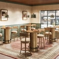 thumbnail image 3 of 39.4" H Small Dining Table, Round Circle Kitchen Table with Wood Strip Base and Footrest(4pc), 3 of 5