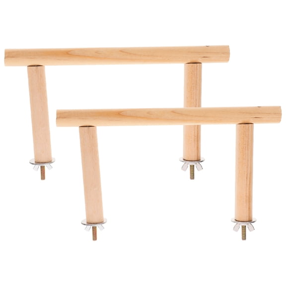 UPOUART 2-Pack Wooden Parrot Perch Stand Brown Bird Cage Branch for Bird Exercise and Play