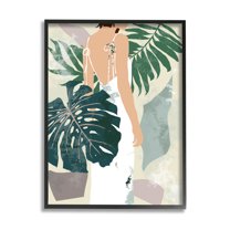 Stupell Industries Woman Between Shaded Palms Tropical Plants Black Framed, 16 x 20, Design by Melissa Wang