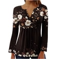 thumbnail image 2 of Yotami Plus Size Top and Blouses for Women Dressy Casual Floral Shirt, Button V-Neck Long Sleeve Ruffled Fall Fashion Tops Sizes S-5XL, 2 of 5